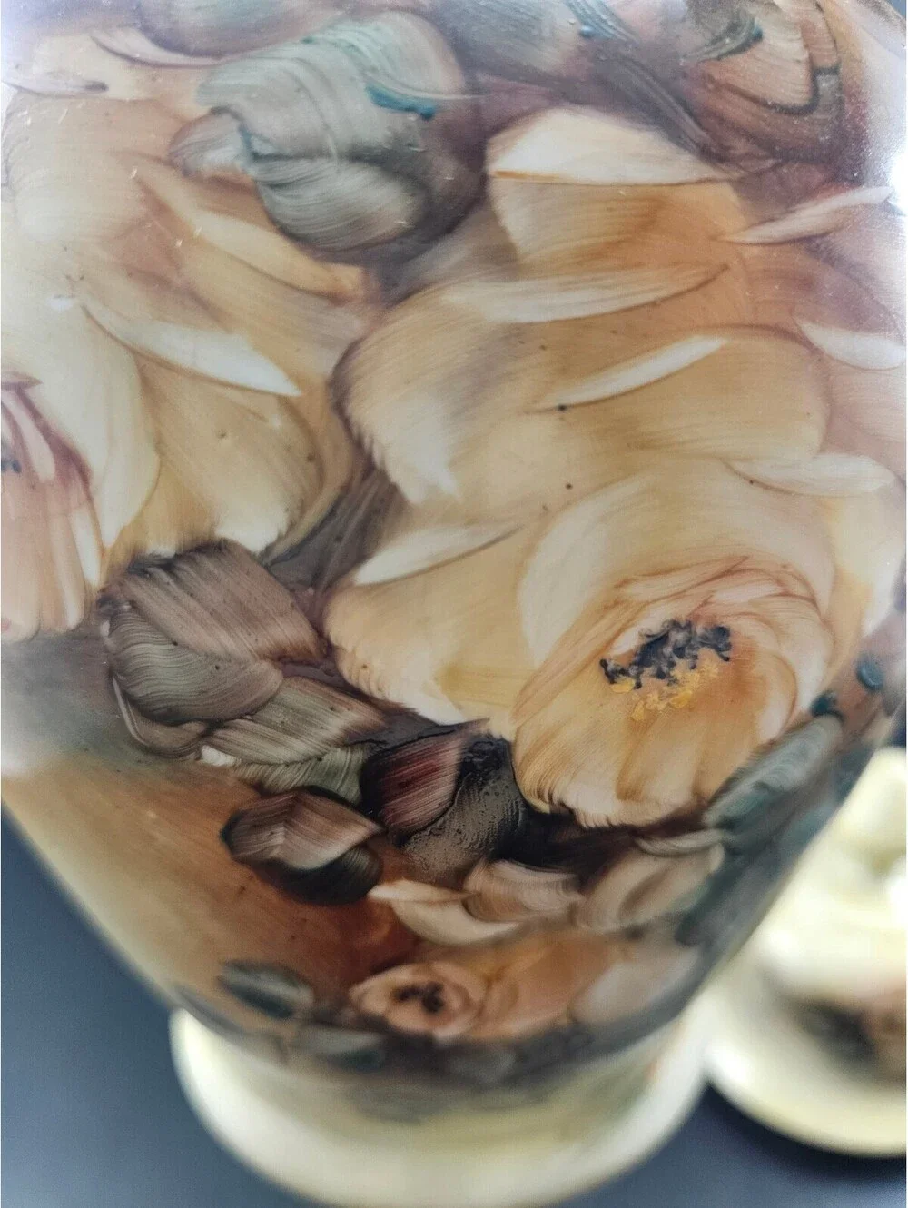 Vintage Hand Painted Yellow Rose Ginger Jar Signed Suzete 11